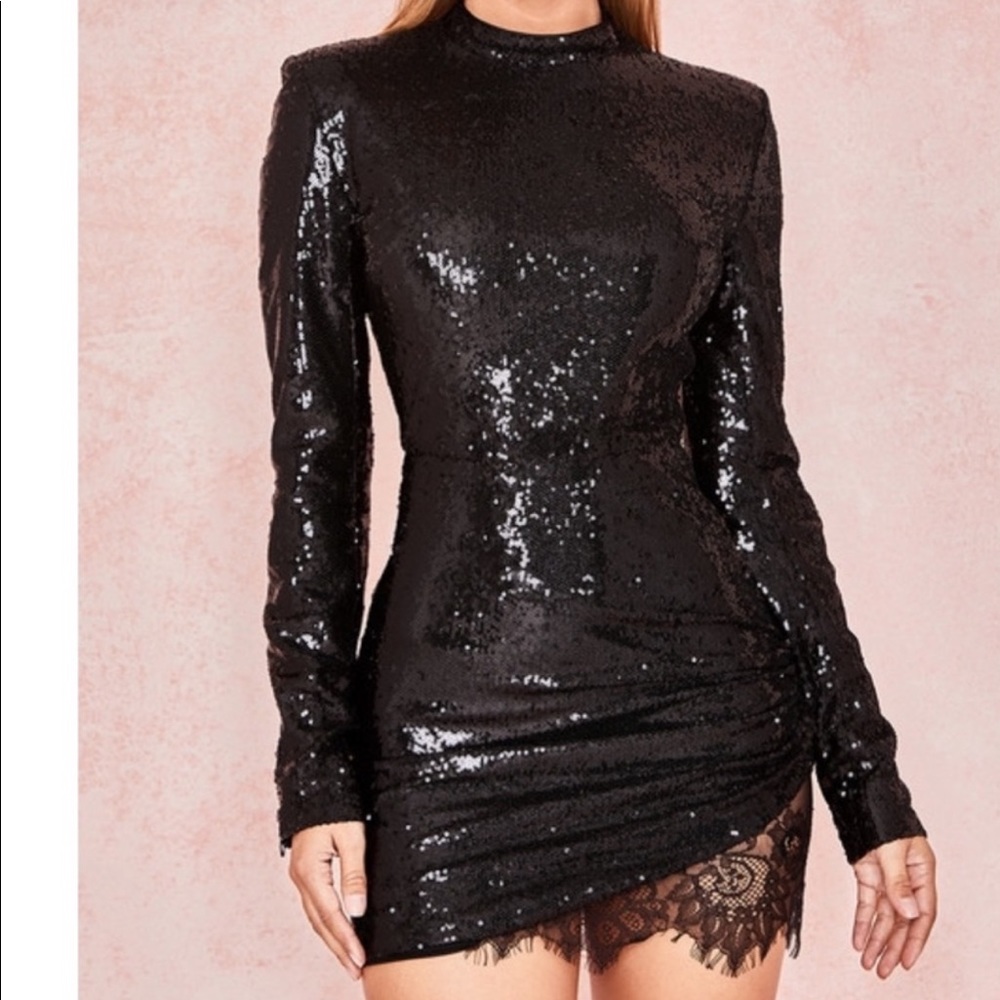 House of cb black mini sequence dress size small
